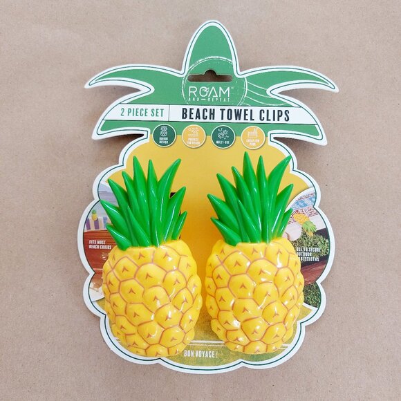 NWT Roam & Repeat Pineapple Beach Towel Clips Set of 2 - Picture 1 of 5